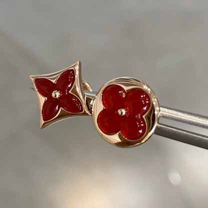 [Windsor Jewelry]STAR AND SUN PINK GOLD CARNELIAN STUD EARRINGS