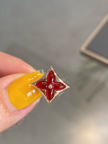 [Windsor Jewelry]STAR AND SUN PINK GOLD CARNELIAN STUD EARRINGS