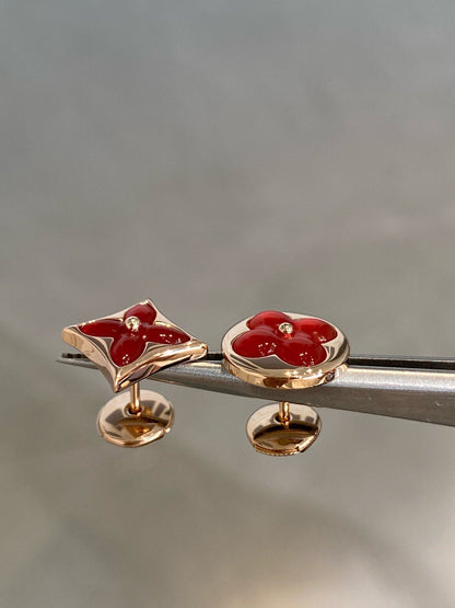 [Windsor Jewelry]STAR AND SUN PINK GOLD CARNELIAN STUD EARRINGS