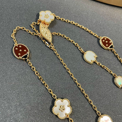 [Windsor Jewelry]LUCKY SPRING 15 MOTIFS GOLD NECKLACE
