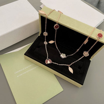 [Windsor Jewelry]LUCKY SPRING 15 MOTIFS ROSE GOLD NECKLACE