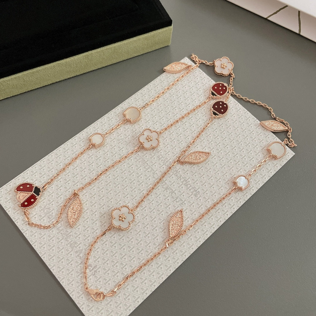 [Windsor Jewelry]LUCKY SPRING 15 MOTIFS ROSE GOLD NECKLACE