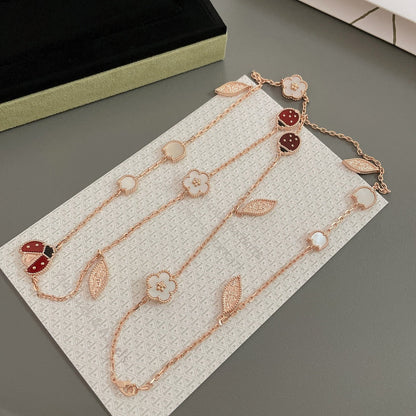 [Windsor Jewelry]LUCKY SPRING 15 MOTIFS ROSE GOLD NECKLACE