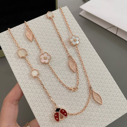 [Windsor Jewelry]LUCKY SPRING 15 MOTIFS ROSE GOLD NECKLACE