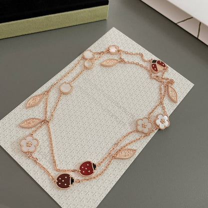 [Windsor Jewelry]LUCKY SPRING 15 MOTIFS ROSE GOLD NECKLACE
