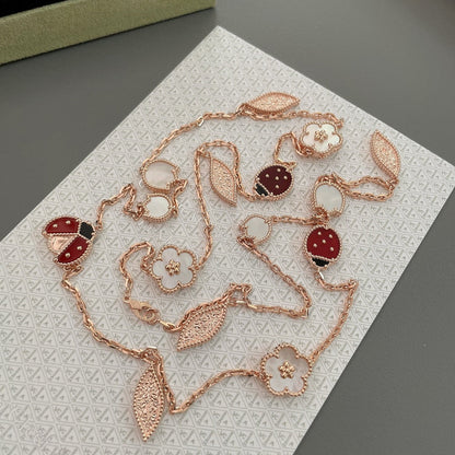[Windsor Jewelry]LUCKY SPRING 15 MOTIFS ROSE GOLD NECKLACE