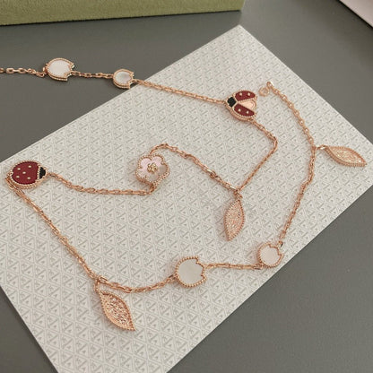 [Windsor Jewelry]LUCKY SPRING 15 MOTIFS ROSE GOLD NECKLACE