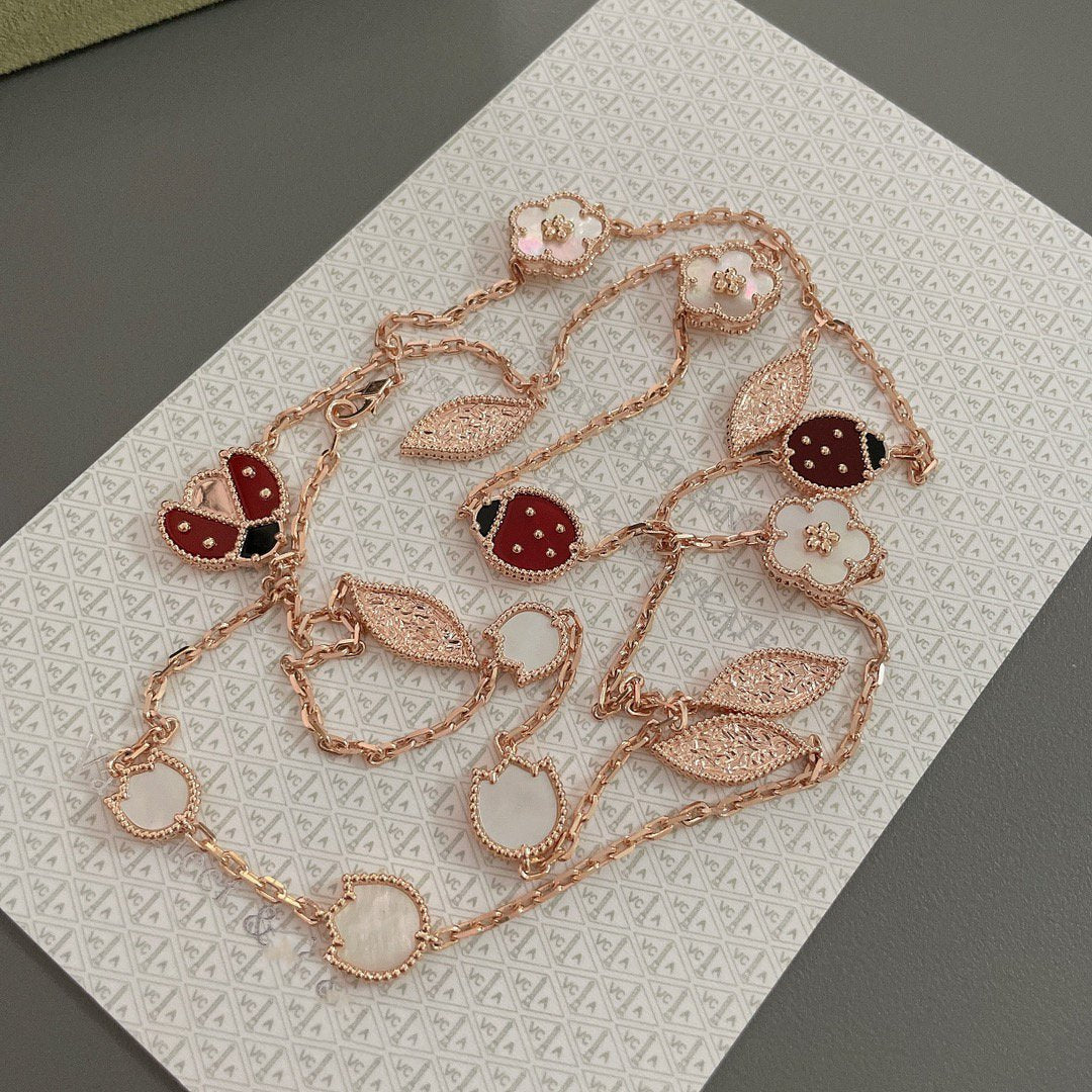 [Windsor Jewelry]LUCKY SPRING 15 MOTIFS ROSE GOLD NECKLACE