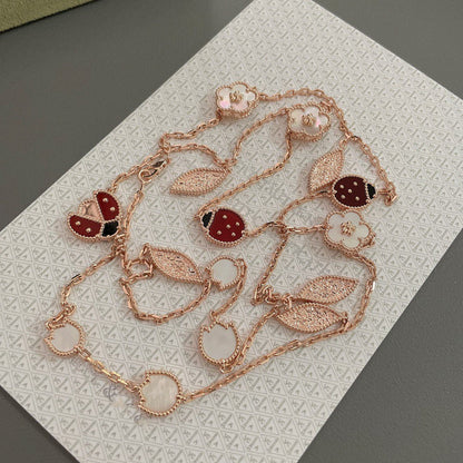 [Windsor Jewelry]LUCKY SPRING 15 MOTIFS ROSE GOLD NECKLACE