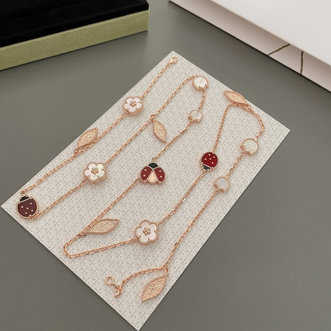 [Windsor Jewelry]LUCKY SPRING 15 MOTIFS ROSE GOLD NECKLACE