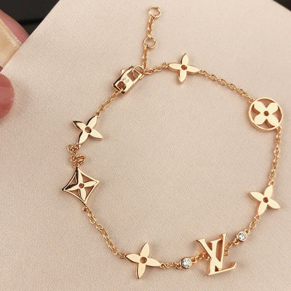 [Windsor Jewelry]STAR AND SUN 7 MOTIFS GOLD BRACELET