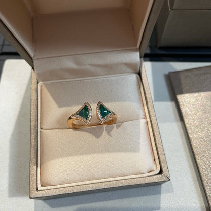 [Windsor Jewelry]DREAM MALACHITE DIAMOND OPEN RING