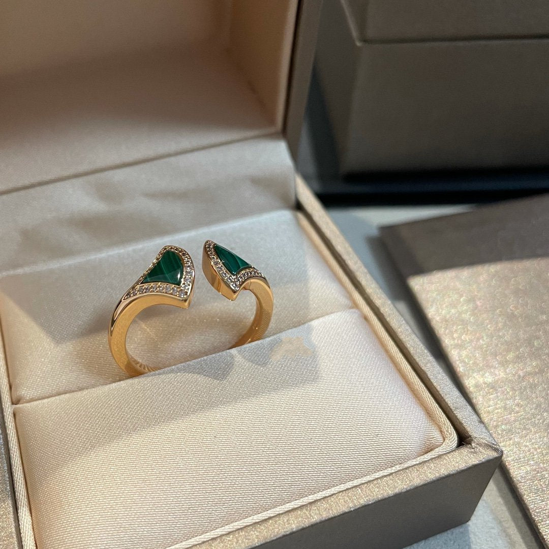 [Windsor Jewelry]DREAM MALACHITE DIAMOND OPEN RING