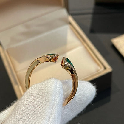 [Windsor Jewelry]DREAM MALACHITE DIAMOND OPEN RING