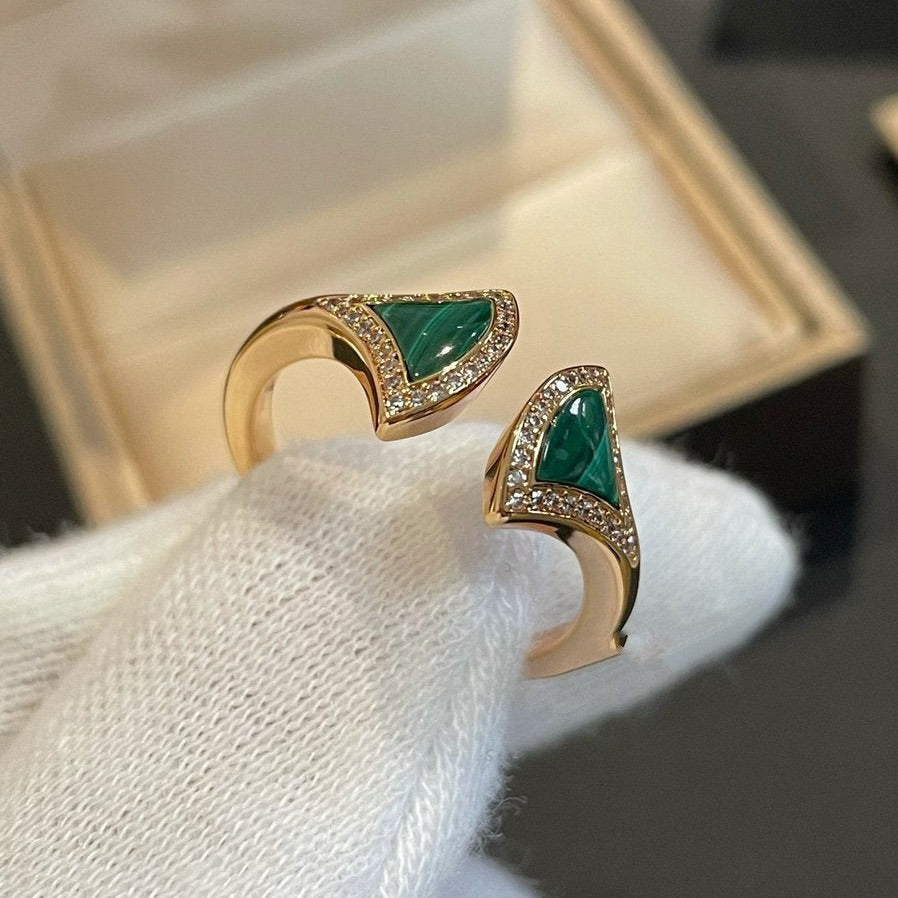 [Windsor Jewelry]DREAM MALACHITE DIAMOND OPEN RING