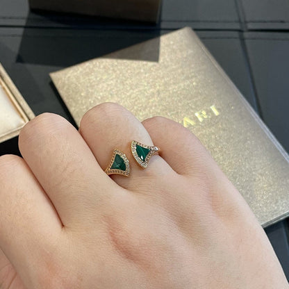 [Windsor Jewelry]DREAM MALACHITE DIAMOND OPEN RING