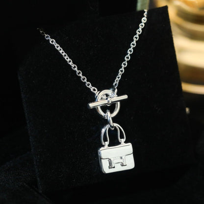[Windsor Jewelry]POP H PEDANT SILVER NECKLACE