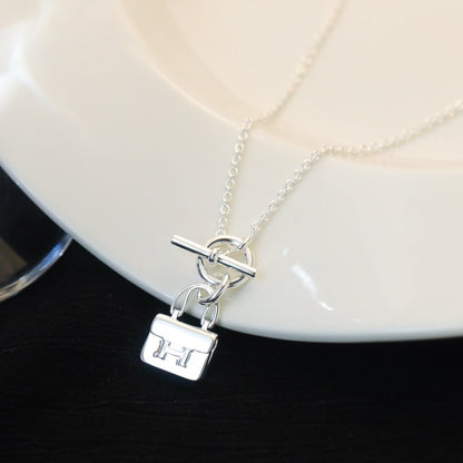 [Windsor Jewelry]POP H PEDANT SILVER NECKLACE