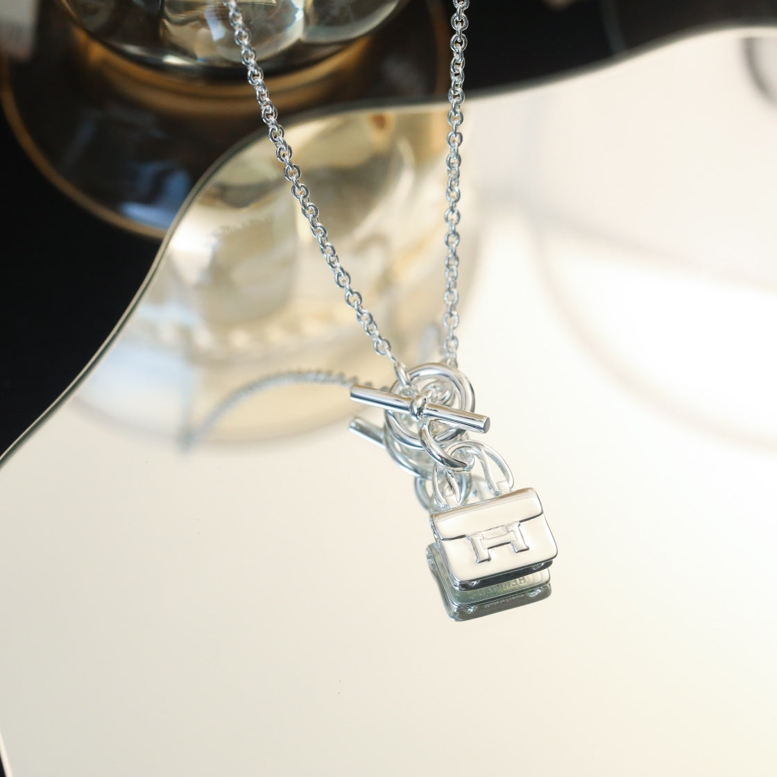 [Windsor Jewelry]POP H PEDANT SILVER NECKLACE