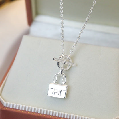 [Windsor Jewelry]POP H PEDANT SILVER NECKLACE