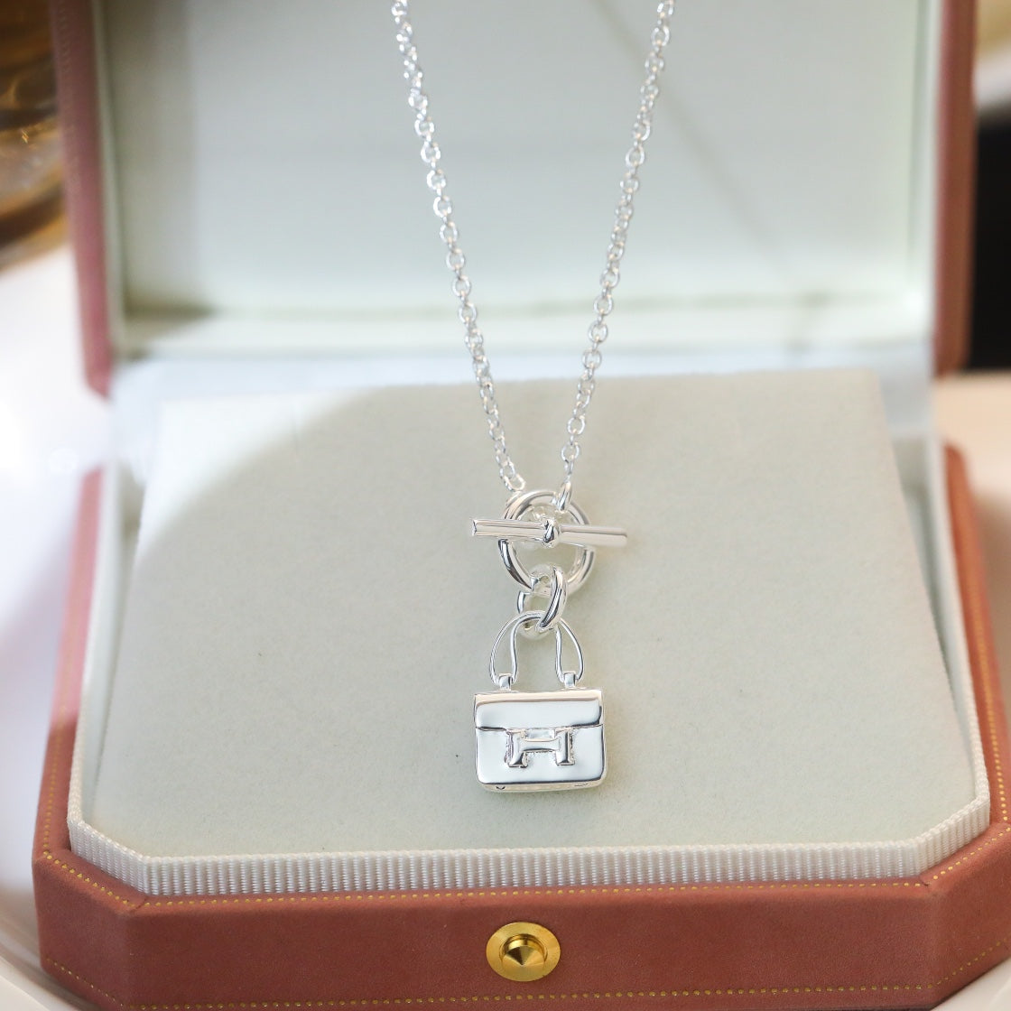 [Windsor Jewelry]POP H PEDANT SILVER NECKLACE