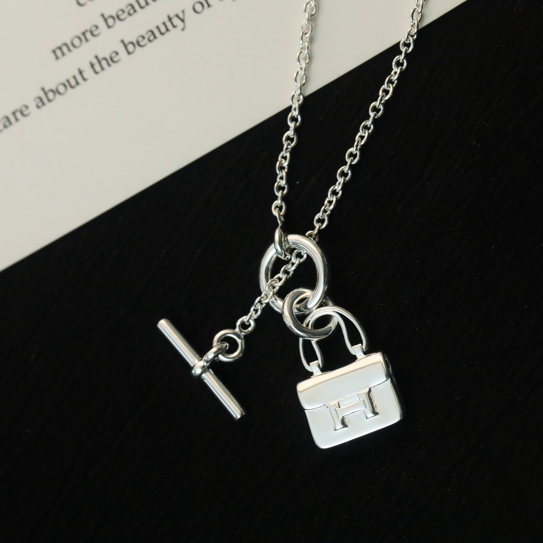 [Windsor Jewelry]POP H PEDANT SILVER NECKLACE