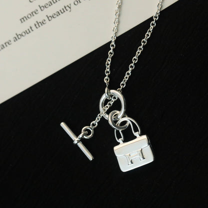 [Windsor Jewelry]POP H PEDANT SILVER NECKLACE