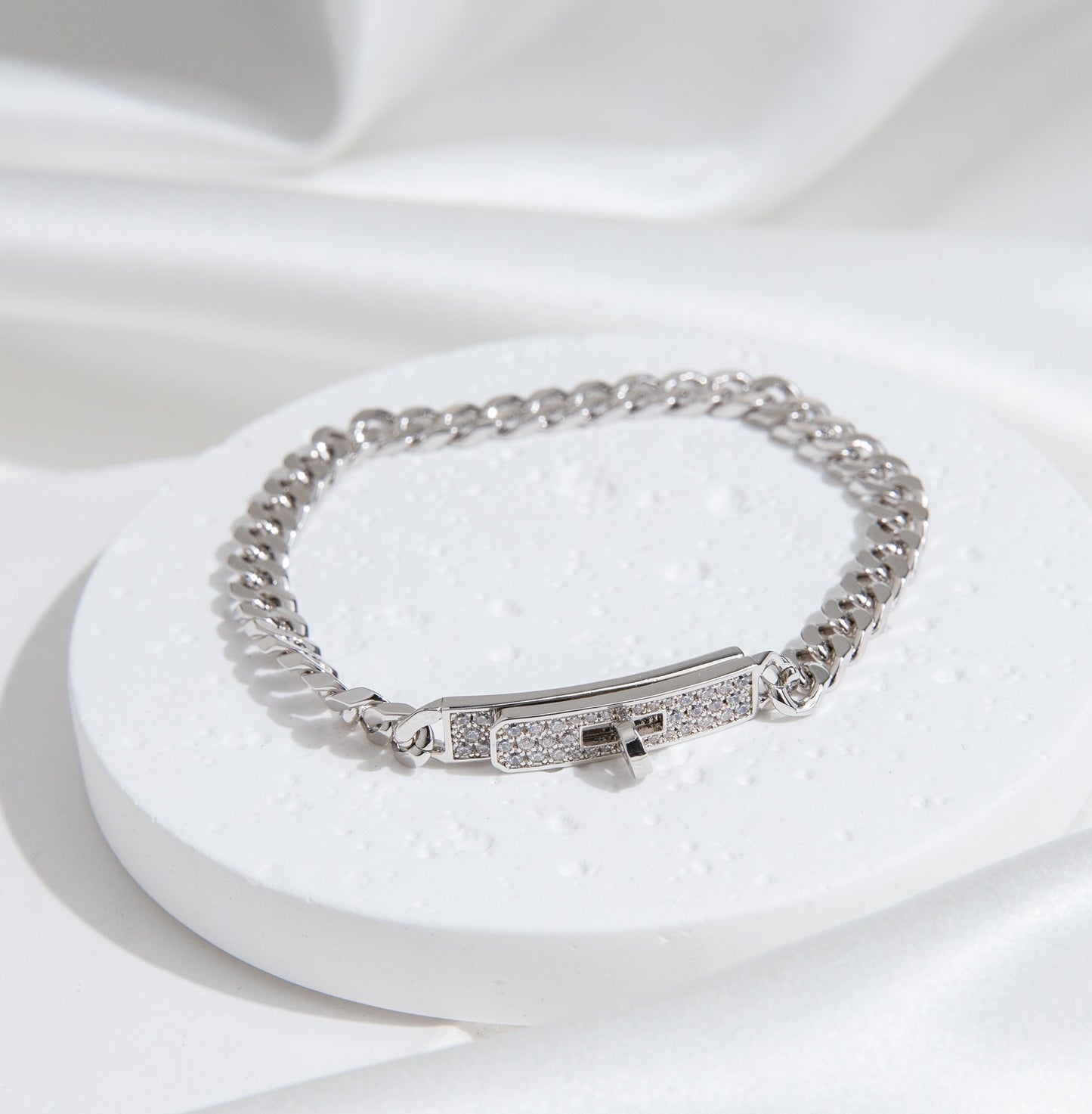[Windsor Jewelry]KELLY CHAIN SILVER DIAMOND BRACELET