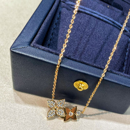 [Windsor Jewelry]STAR BLOSSOM NECKLACE PINK GOLD DIAMONDS