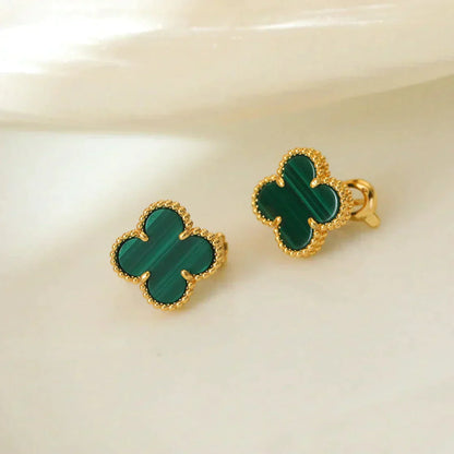 [Windsor Jewelry]CLOVER MEDIUM 1 MOTIFS MALACHITE  EARRINGS