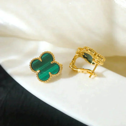 [Windsor Jewelry]CLOVER MEDIUM 1 MOTIFS MALACHITE  EARRINGS
