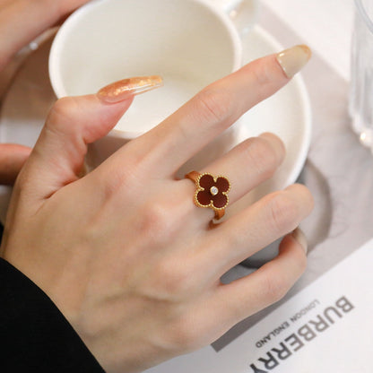 [Windsor Jewelry]CLOVER CARNELIAN RING ROSE GOLD DIAMOND