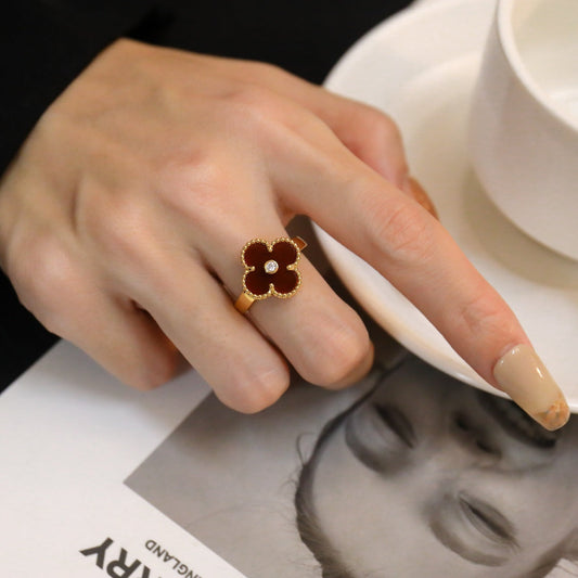 [Windsor Jewelry]CLOVER CARNELIAN RING ROSE GOLD DIAMOND