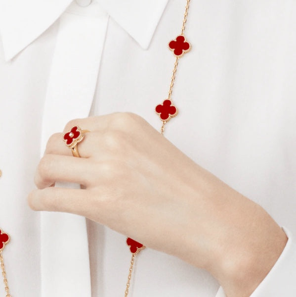 [Windsor Jewelry]CLOVER CARNELIAN RING ROSE GOLD DIAMOND