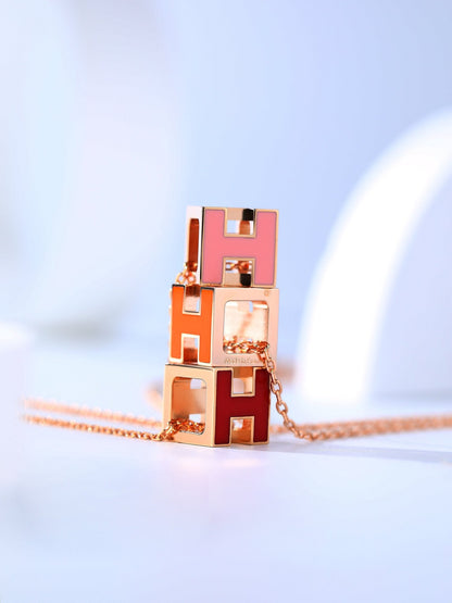 [Windsor Jewelry]H CAGE PINK GOLD NECKLACE