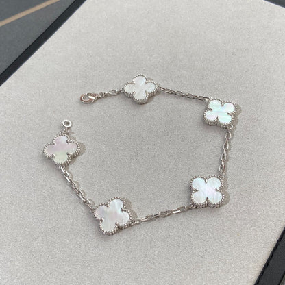 [Windsor Jewelry]CLOVER SILVER MOP 5 MOTIF BRACELET