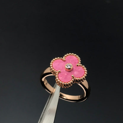 [Windsor Jewelry]CLOVER RHODONITE ROSE GOLD RING