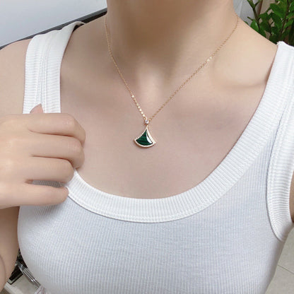 [Windsor Jewelry]DREAM MALACHITE DIAMOND PAVED PINK GOLD NECKLACE