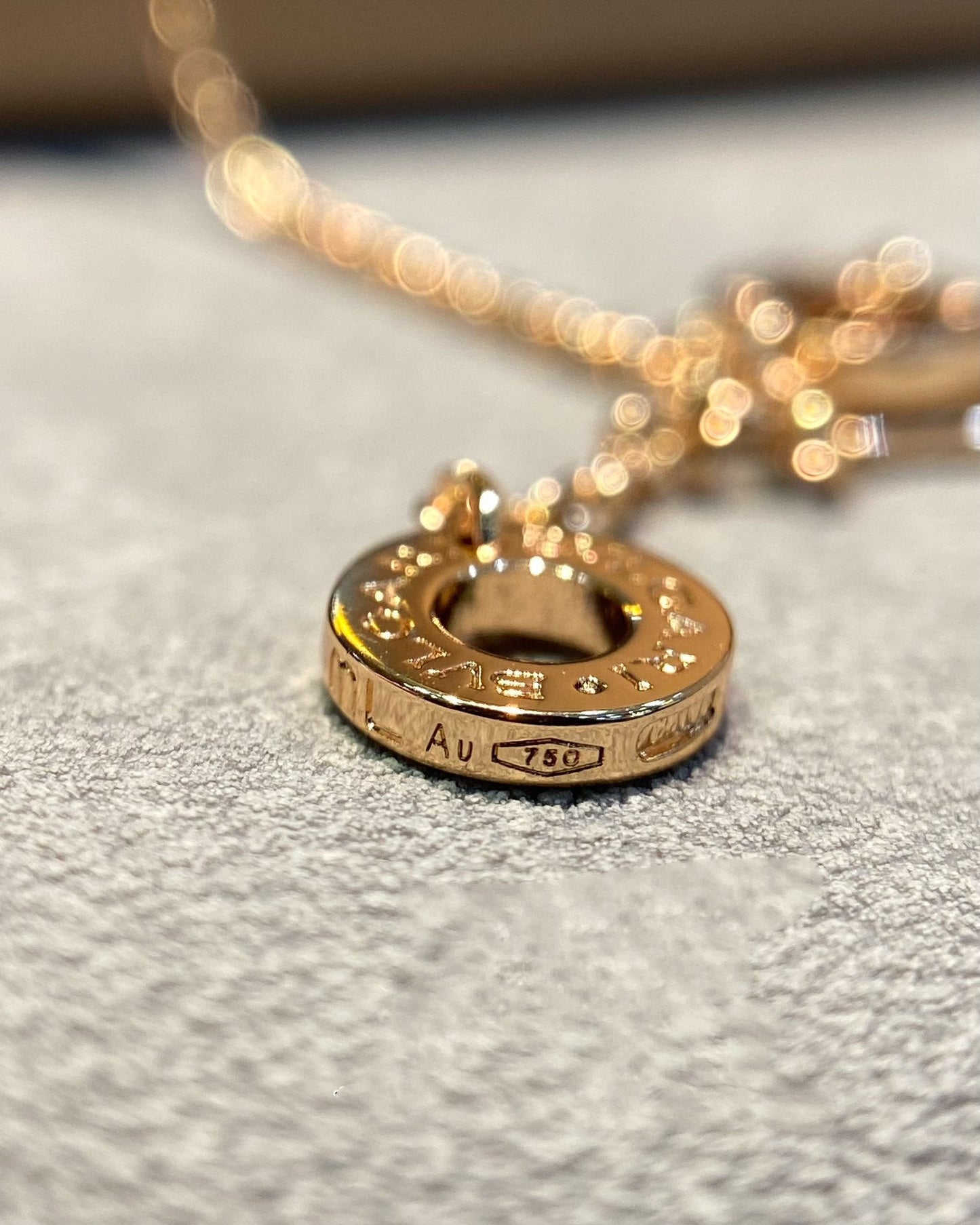 [Windsor Jewelry]DREAM MOP DIAMOND PAVED PINK GOLD NECKLACE