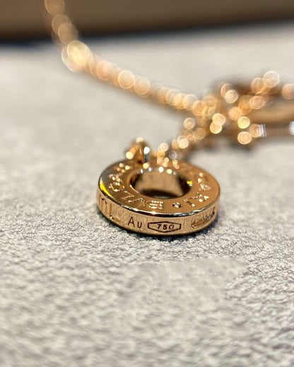 [Windsor Jewelry]DREAM MOP DIAMOND PAVED PINK GOLD NECKLACE