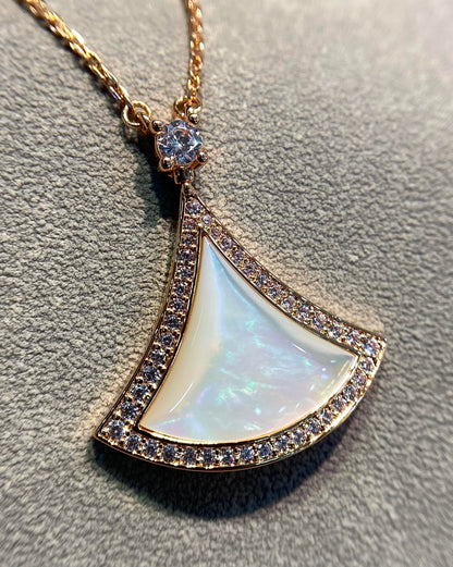 [Windsor Jewelry]DREAM MOP DIAMOND PAVED PINK GOLD NECKLACE