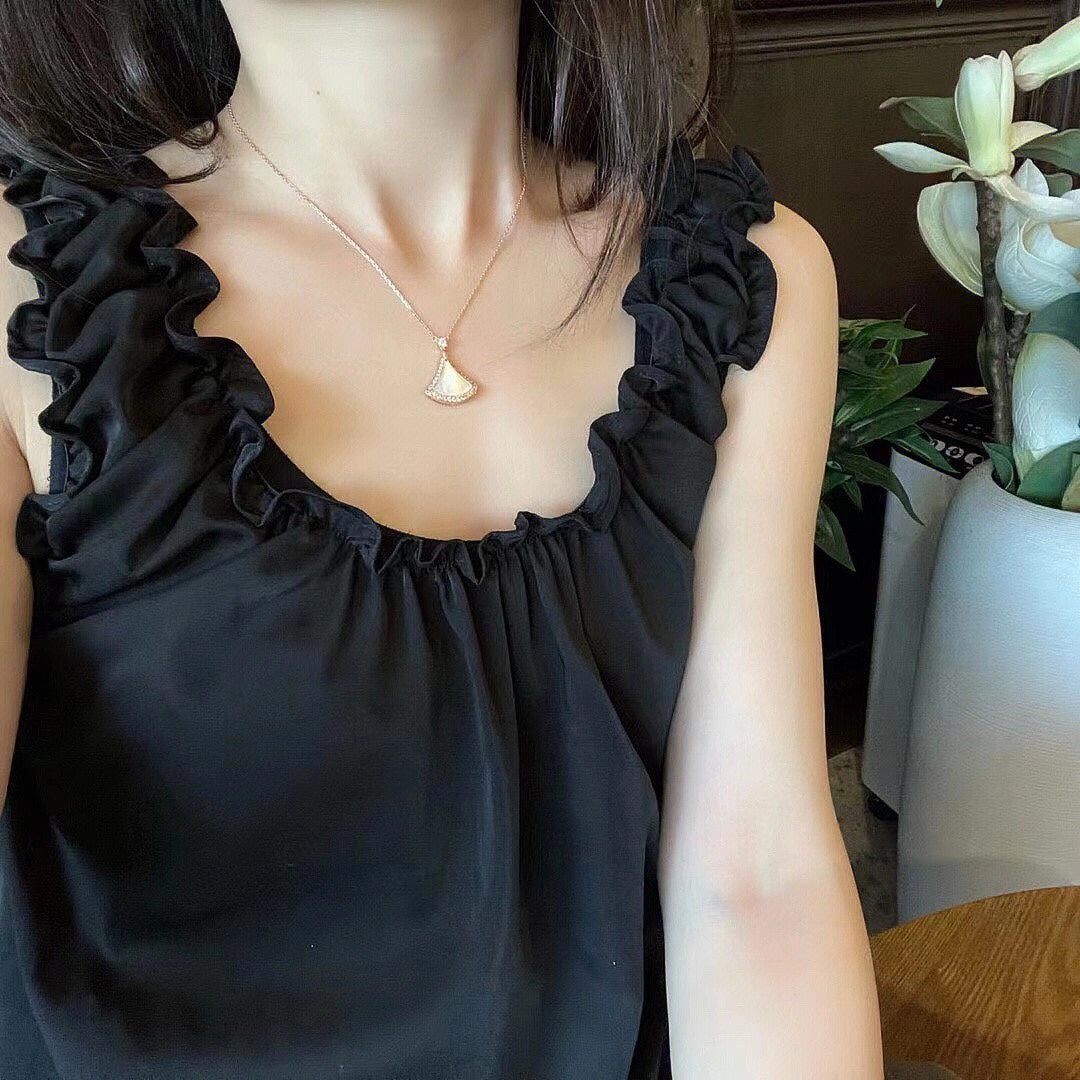 [Windsor Jewelry]DREAM MOP DIAMOND PAVED PINK GOLD NECKLACE
