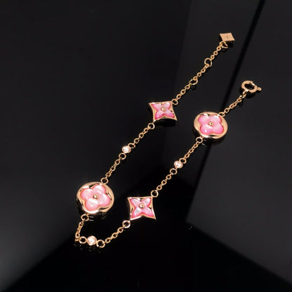 [Windsor Jewelry]STAR AND SUN 4 MOTIF PINK MOP PINK GOLD BRACELET