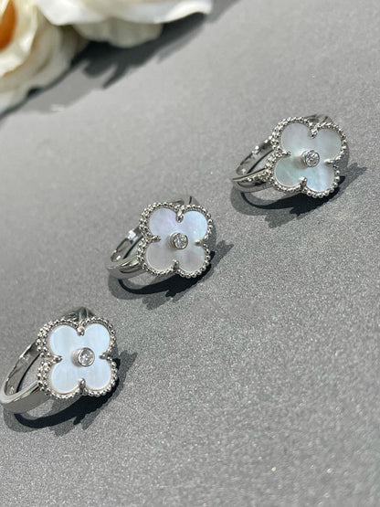 [Windsor Jewelry]CLOVER SILVER MOP DIAMOND RING