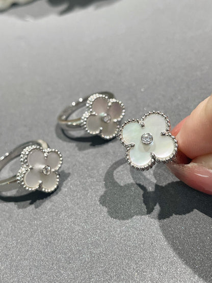 [Windsor Jewelry]CLOVER SILVER MOP DIAMOND RING