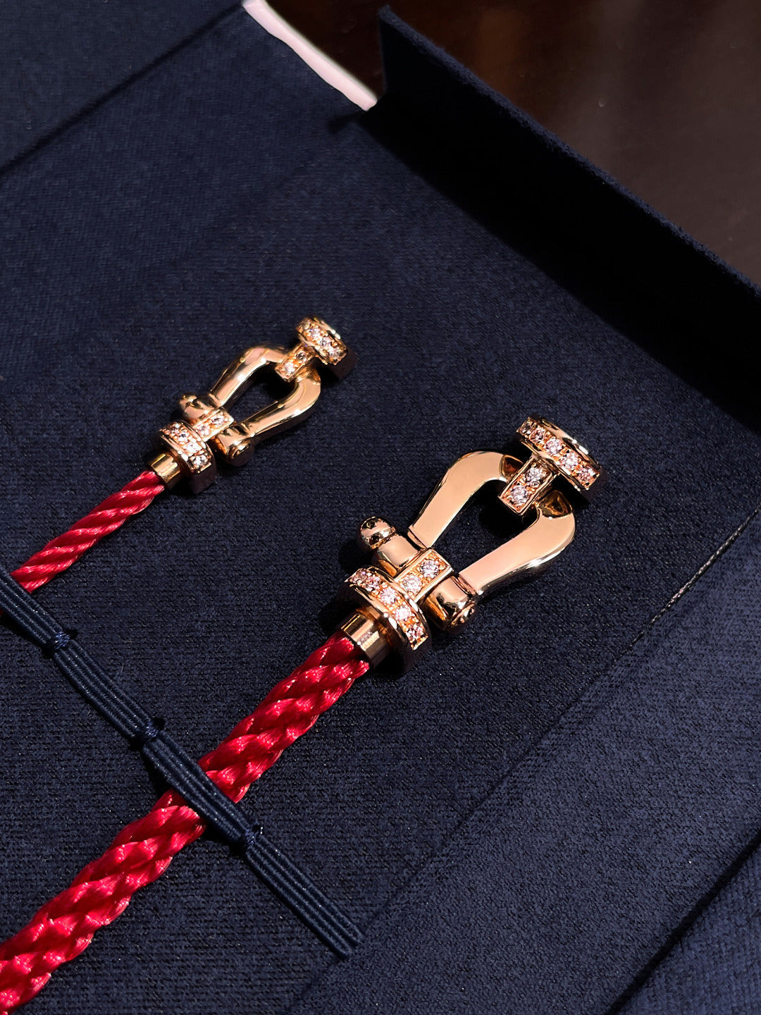 [Windsor Jewelry]FORCE 10 HALF DIAMOND PINK GOLD RED CORDERI LARGE AND MEDIUM MODEL