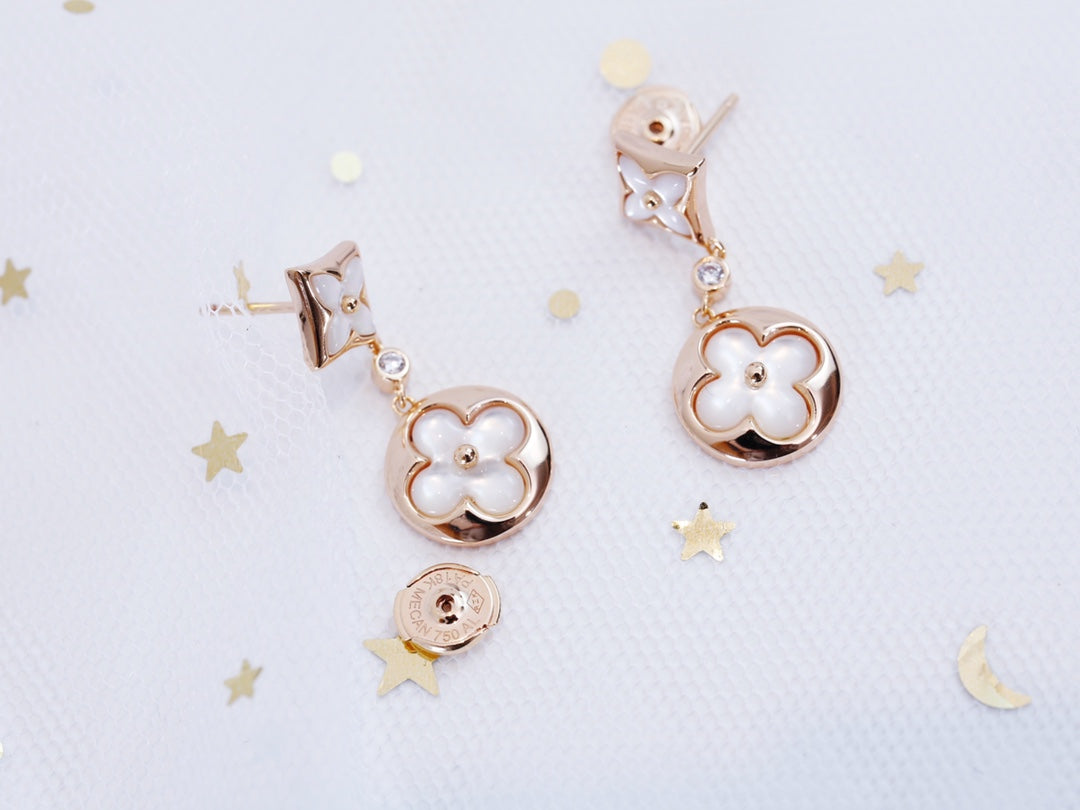 [Windsor Jewelry]STAR AND SUN PINK GOLD MOP DROP EARRINGS