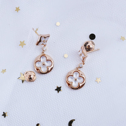 [Windsor Jewelry]STAR AND SUN PINK GOLD MOP DROP EARRINGS