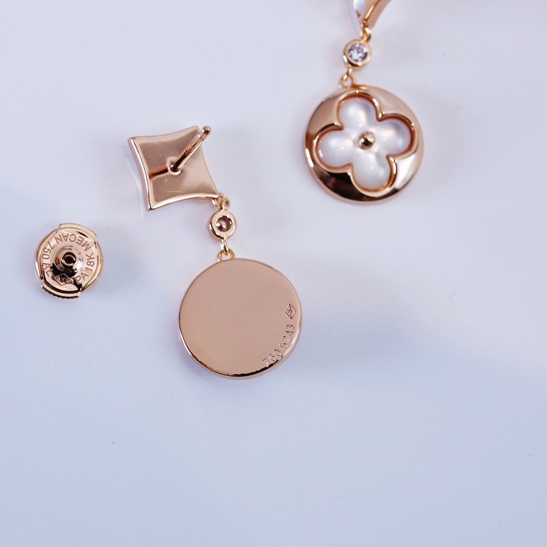 [Windsor Jewelry]STAR AND SUN PINK GOLD MOP DROP EARRINGS