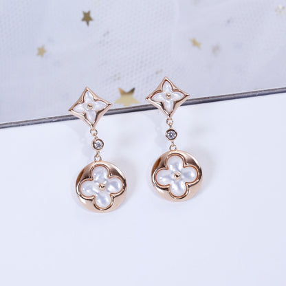[Windsor Jewelry]STAR AND SUN PINK GOLD MOP DROP EARRINGS
